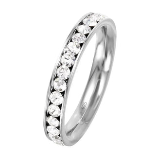 925 Sterling Silver Rhodium Plated Birthstone April Channel Eternity Band