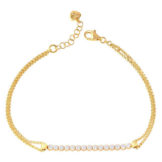 925 Silver Gold Plated CZ Center Chain Bracelets