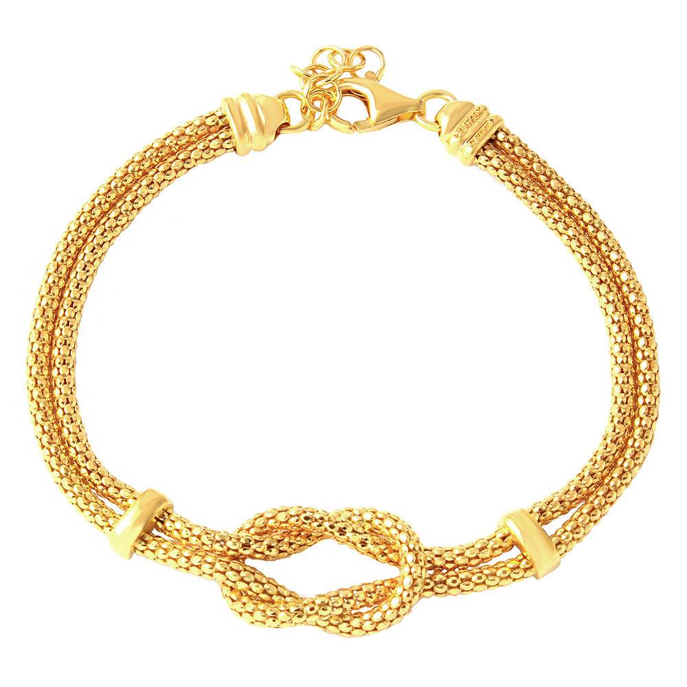 925 Silver Gold Plated Knot and Bar Bracelet