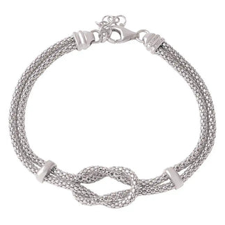 925 Sterling Silver Rhodium Plated Knot and Bar Bracelets