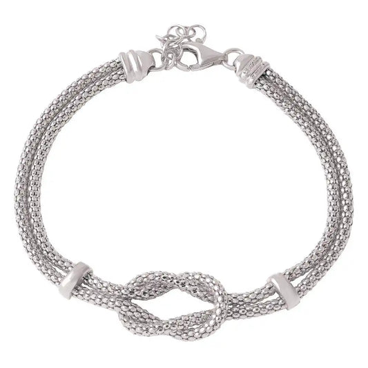 925 Sterling Silver Rhodium Plated Knot and Bar Bracelets