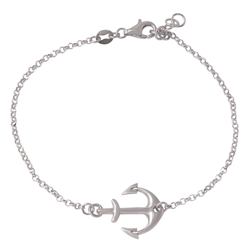 925 Silver Rhodium Plated Anchor Chain Bracelets