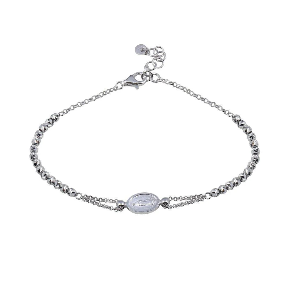 925 Sterling Silver Rhodium Plated Lady of Guadalupe Bracelet