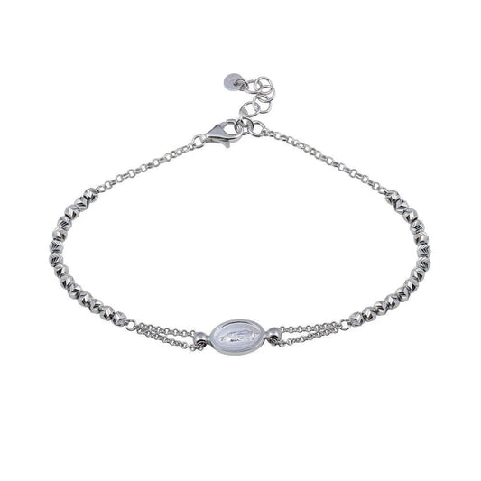 925 Sterling Silver Rhodium Plated Lady of Guadalupe Bracelet