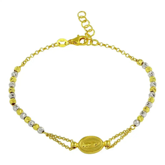 925 Sterling Silver Gold Plated Lady of Guadalupe Beaded Bracelets