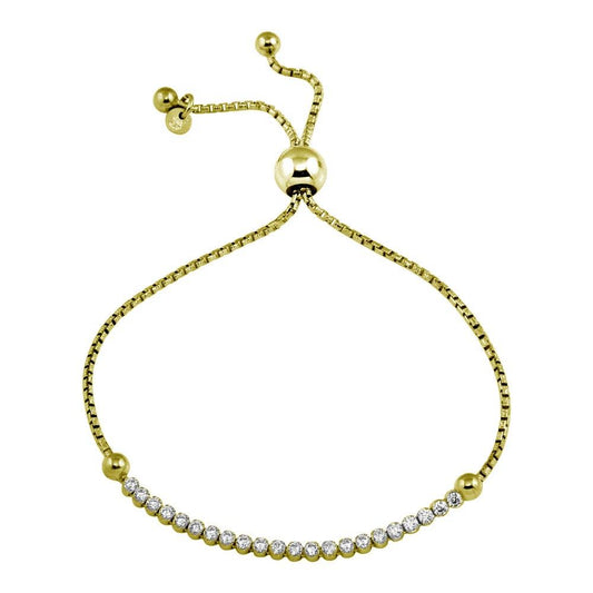 925 Sterling Silver Gold Plated Adjustable CZ Bracelets