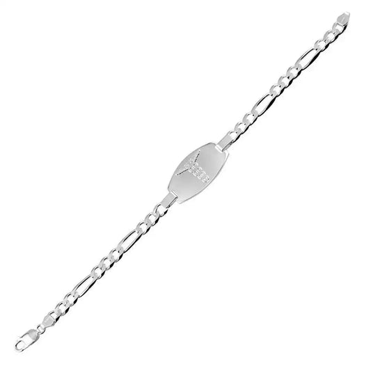 925 Sterling Silver Medical Medium Oval ID Figaro Chain Bracelets