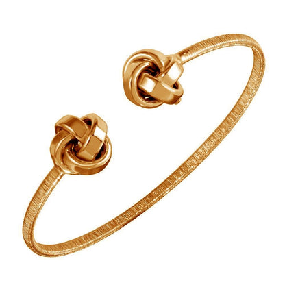 925 Sterling Silver Gold Plated Love Knot Cuff Bracelets