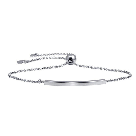 925 Sterling Silver Rhodium Plated Curve Lariat Bracelet