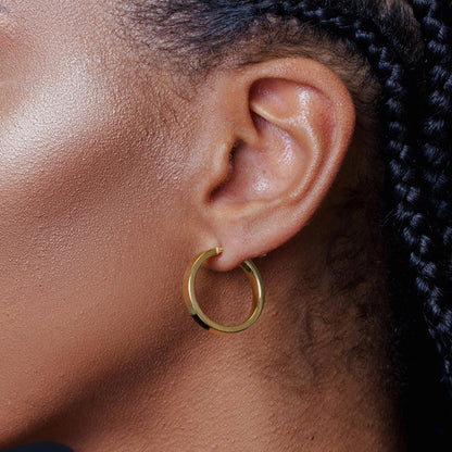 925 Sterling Silver Gold Plated Electroforming Flat 4mm Hoop Earring