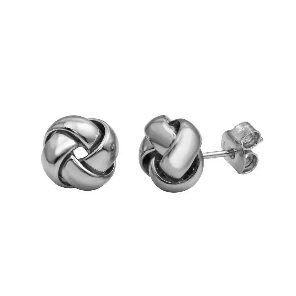 925 Sterling Silver Rhodium Plated Love Knot Stud Earrings