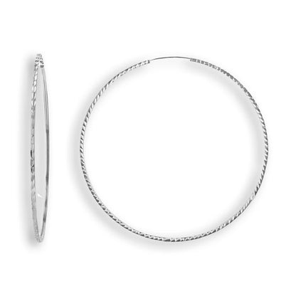 925 Sterling Silver Rhodium Plated Braided Hoop Earring
