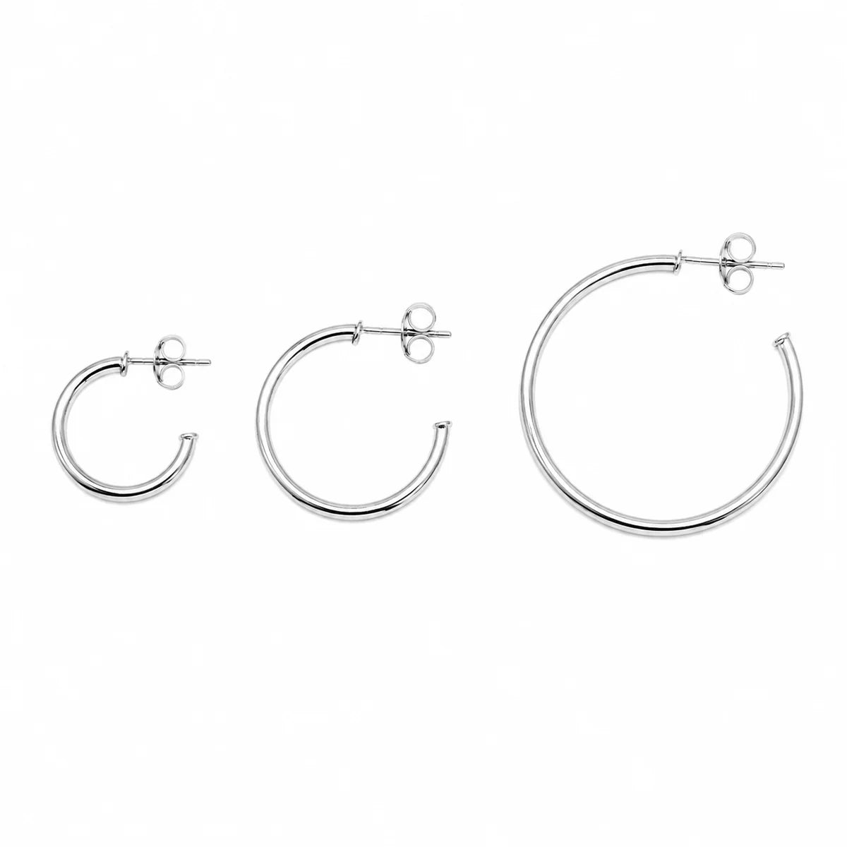 925 Sterling Silver Silver Multi-Row Ribbed Hoop Earrings