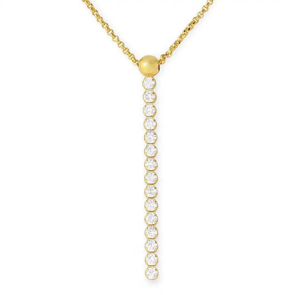 925 Sterling Silver Gold Plated CZ Drop Necklace