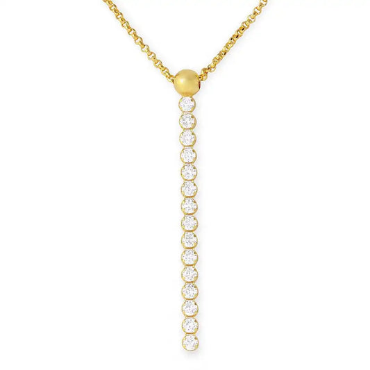 925 Sterling Silver Gold Plated CZ Drop Necklace