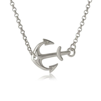 925 Silver Rhodium Plated Anchor Necklace