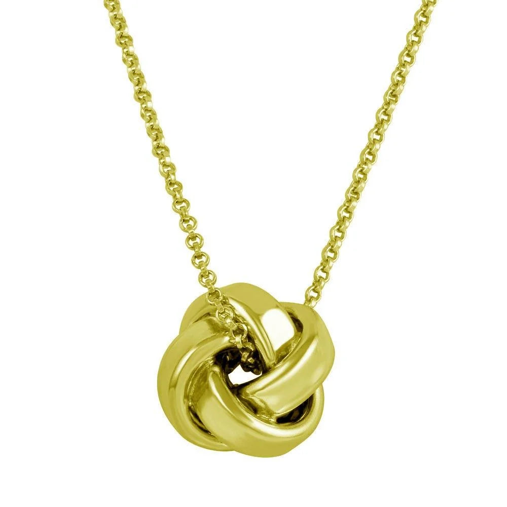 925 Sterling Silver Gold Plated Love Knot Pendant Necklace