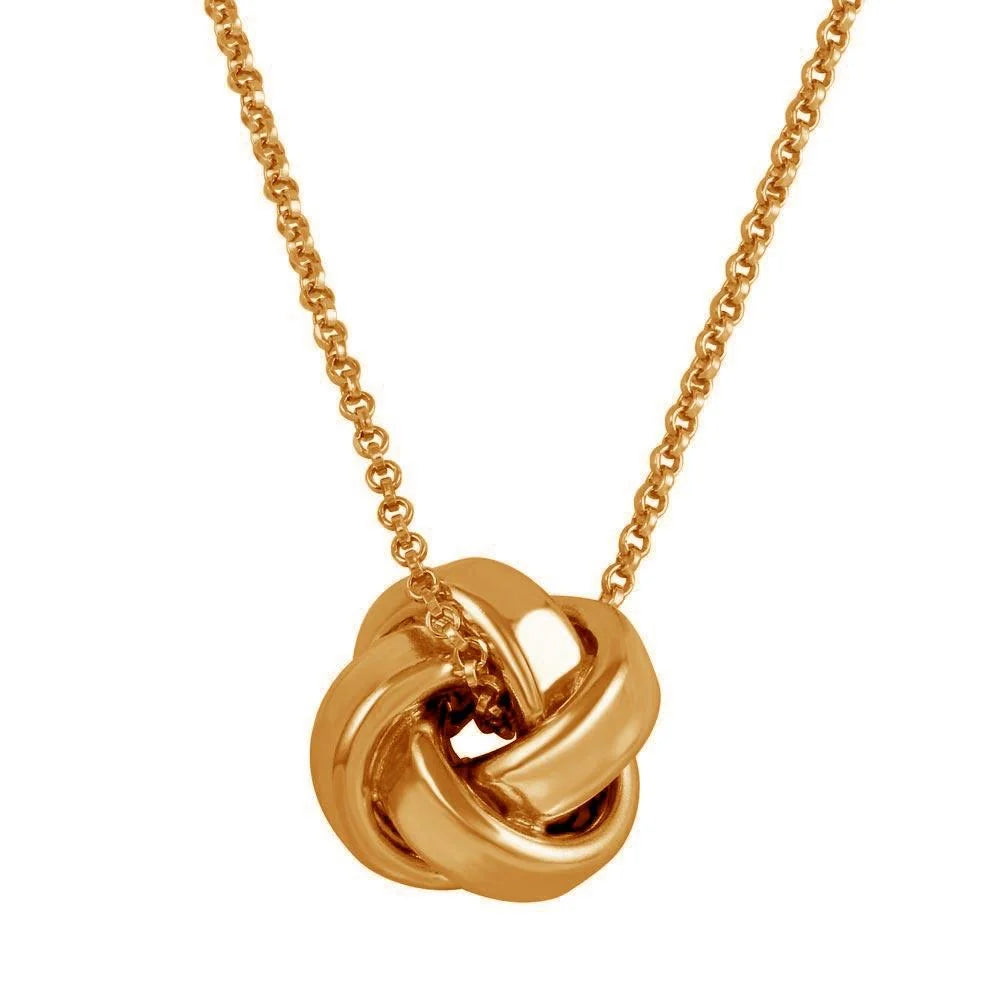 925 Sterling Silver Gold Plated Love Knot Pendant Necklace