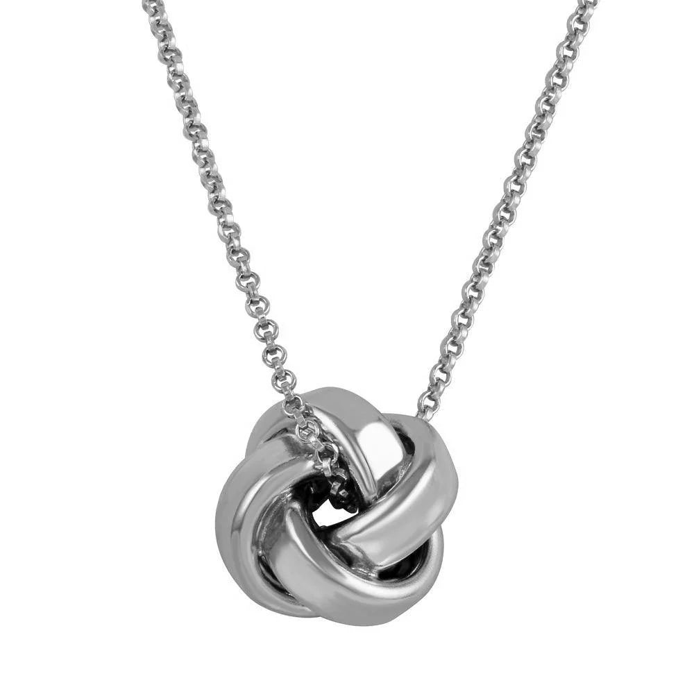 925 Sterling Silver Gold Plated Love Knot Pendant Necklace