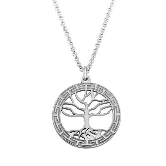 925 Sterling Silver Rhodium Plated Tree of Life Pendant Necklace