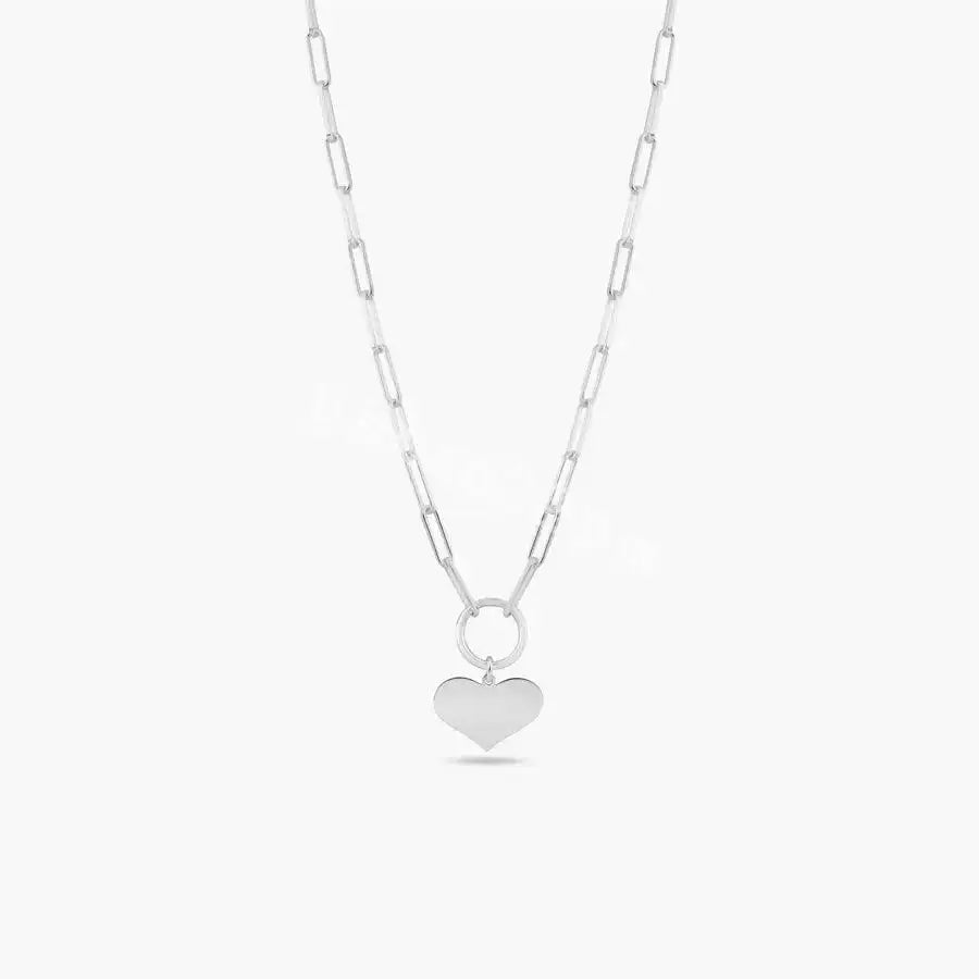 925 Sterling Silver Basic Link Chain Heart Necklace