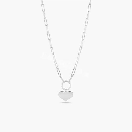 925 Sterling Silver Basic Link Chain Heart Necklace