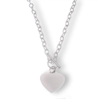 925 Sterling Silver High Polished 17.8mm x 19mm Heart Charm Necklace