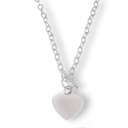 925 Sterling Silver High Polished 17.8mm x 19mm Heart Charm Necklace