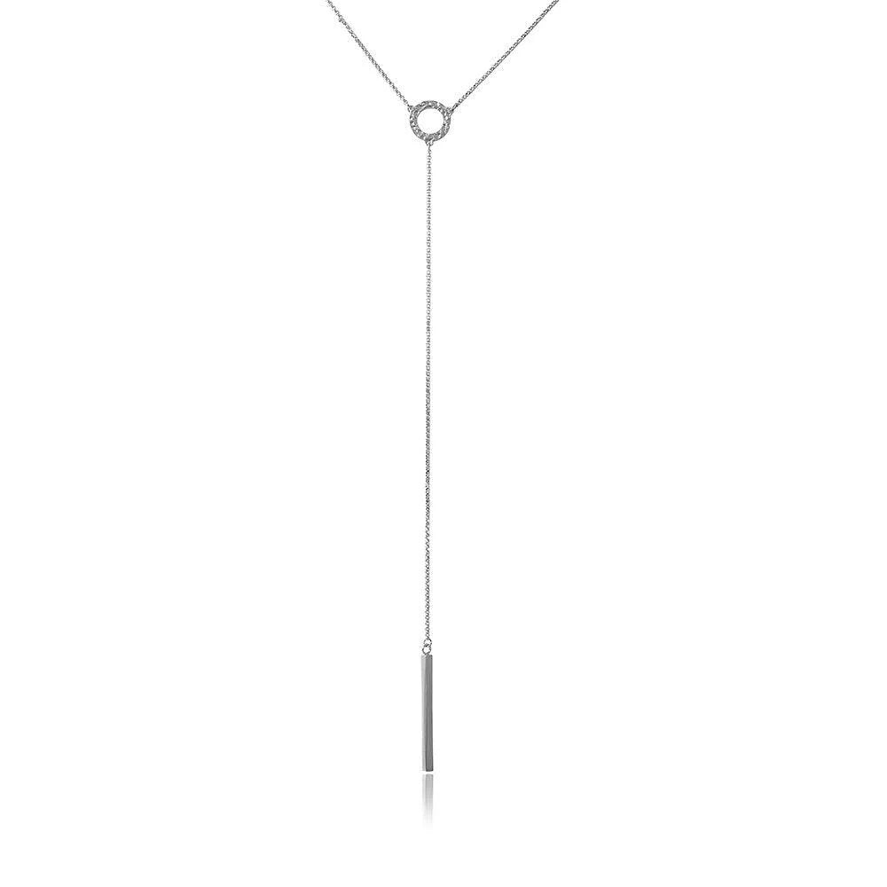 925 Silver Rhodium Plated Lariat Necklace