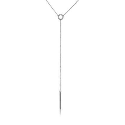 925 Silver Rhodium Plated Lariat Necklace