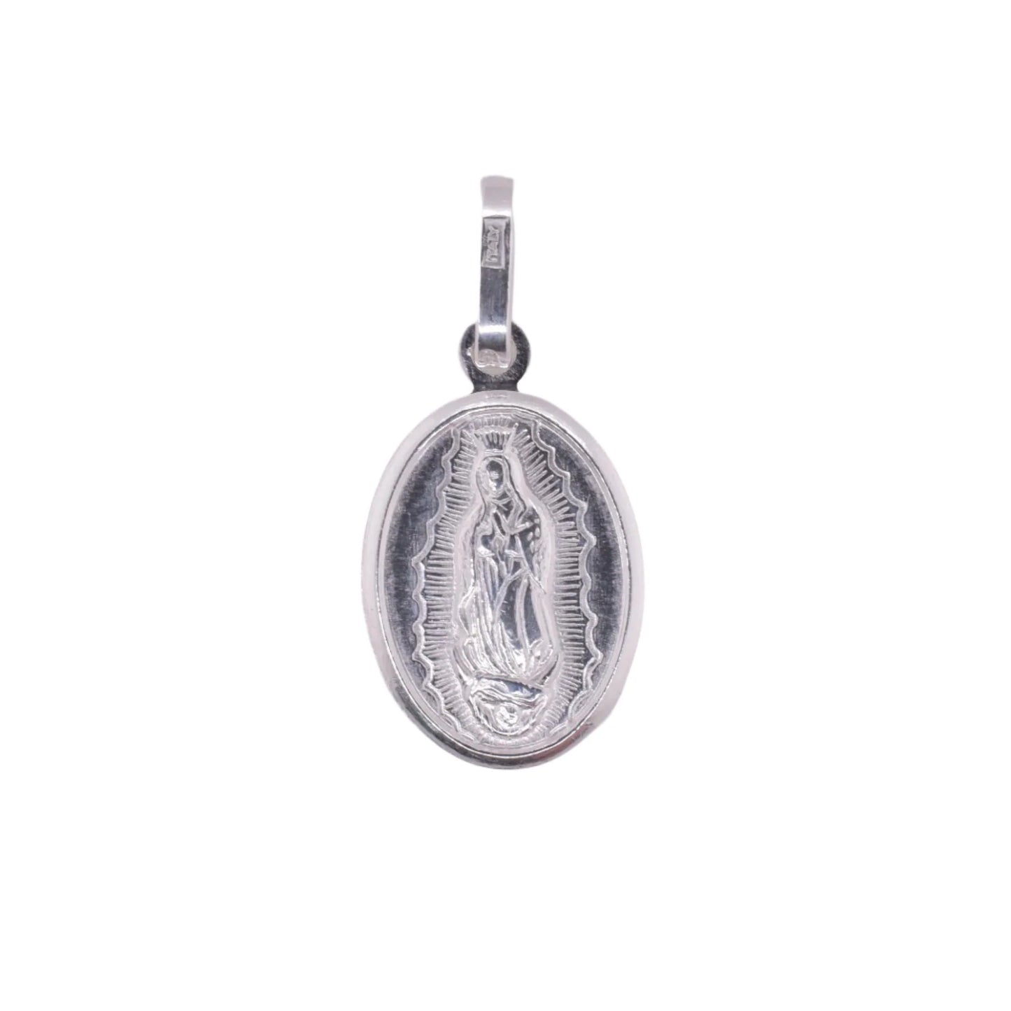 925 Sterling Silver High Polished Our Lady of Guadalupe 10.8mm x 14.5mm Pendant