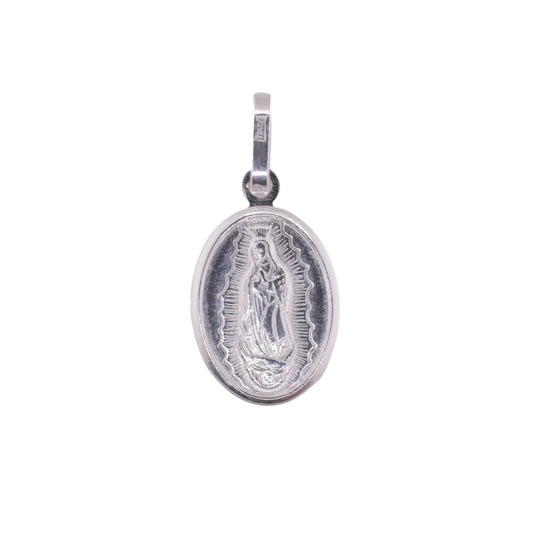 925 Sterling Silver High Polished Our Lady of Guadalupe 10.8mm x 14.5mm Pendant