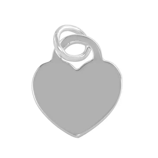 925 Sterling Silver High Polished Engravable Heart Pendant