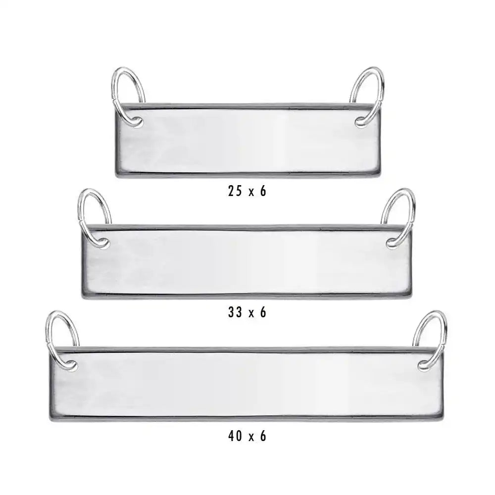 925 Sterling Silver High Polished Engravable Tag Bar Charm 6mm