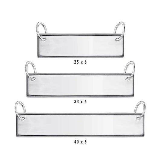 925 Sterling Silver High Polished Engravable Tag Bar Charm 6mm
