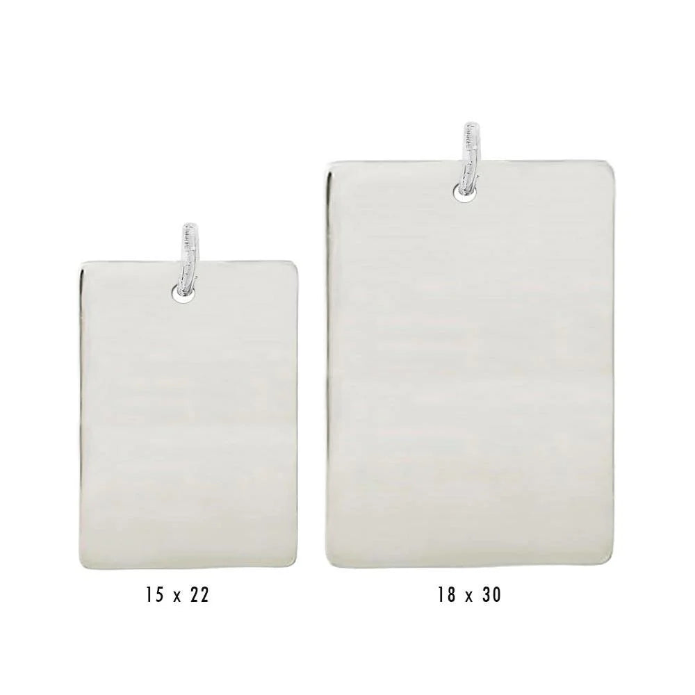 925 Sterling Silver High Polished Engravable Rectangle Tag Charm