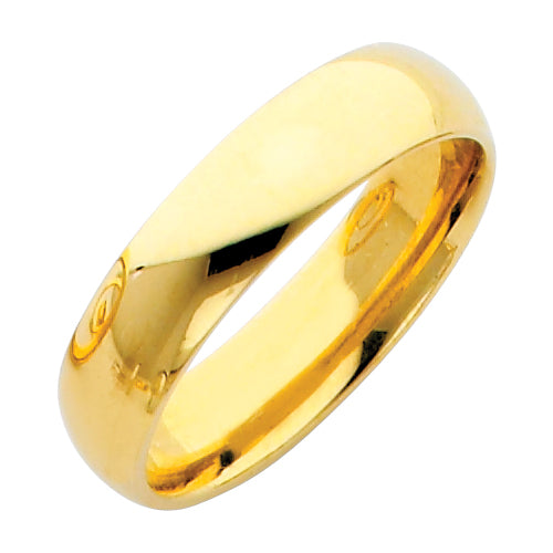 14K Yellow Gold Classic Plain Comfort Fit 5mm Wedding Band