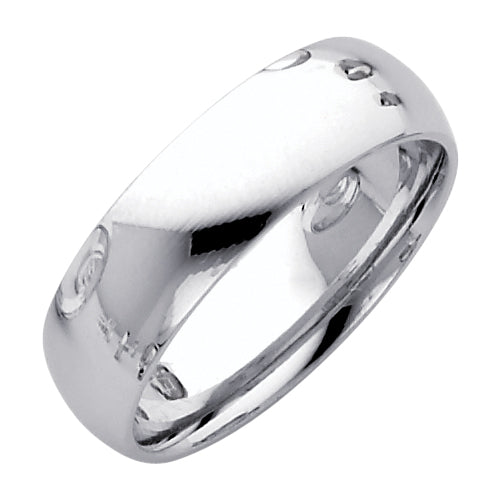 14K White Gold Classic Plain Comfort Fit 6mm Wedding Band