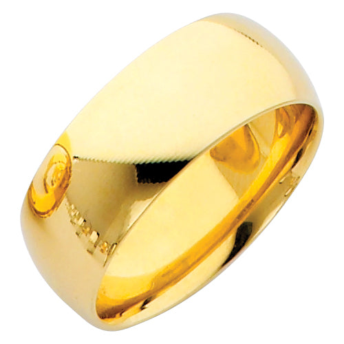 14K Yellow Gold Classic Plain Comfort Fit 8mm Wedding Band