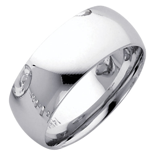 14K White Gold Classic Plain Comfort Fit 8mm Wedding Band