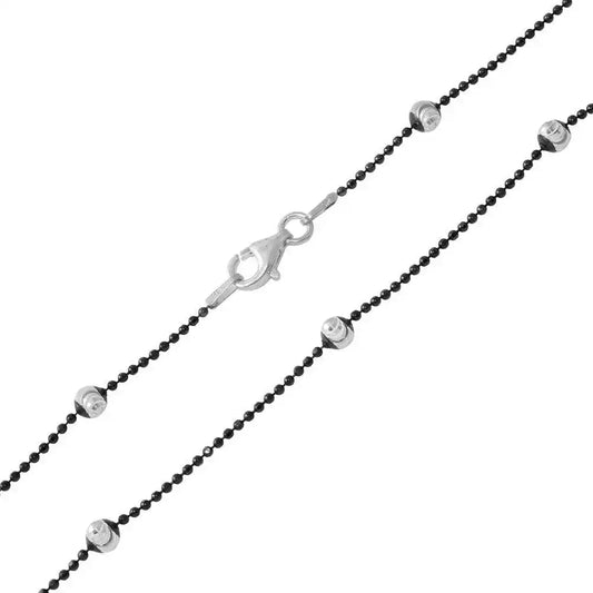 925 Sterling Silver Black Rhodium Plated Alternating Wave Design B-W DC Bead 004 Chains
