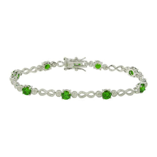 925 Sterling Silver Rhodium Plated Green CZ Infinity Tennis Bracelet