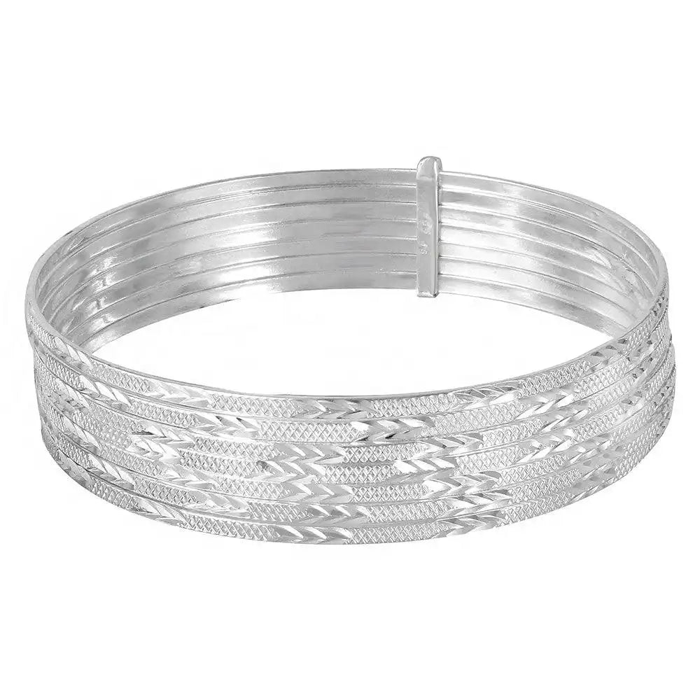 925 sterling silver High Polished Diamond Cut Semanario Bangle Bracelet