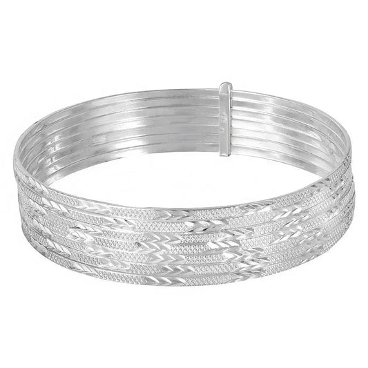 925 sterling silver High Polished Diamond Cut Semanario Bangle Bracelet