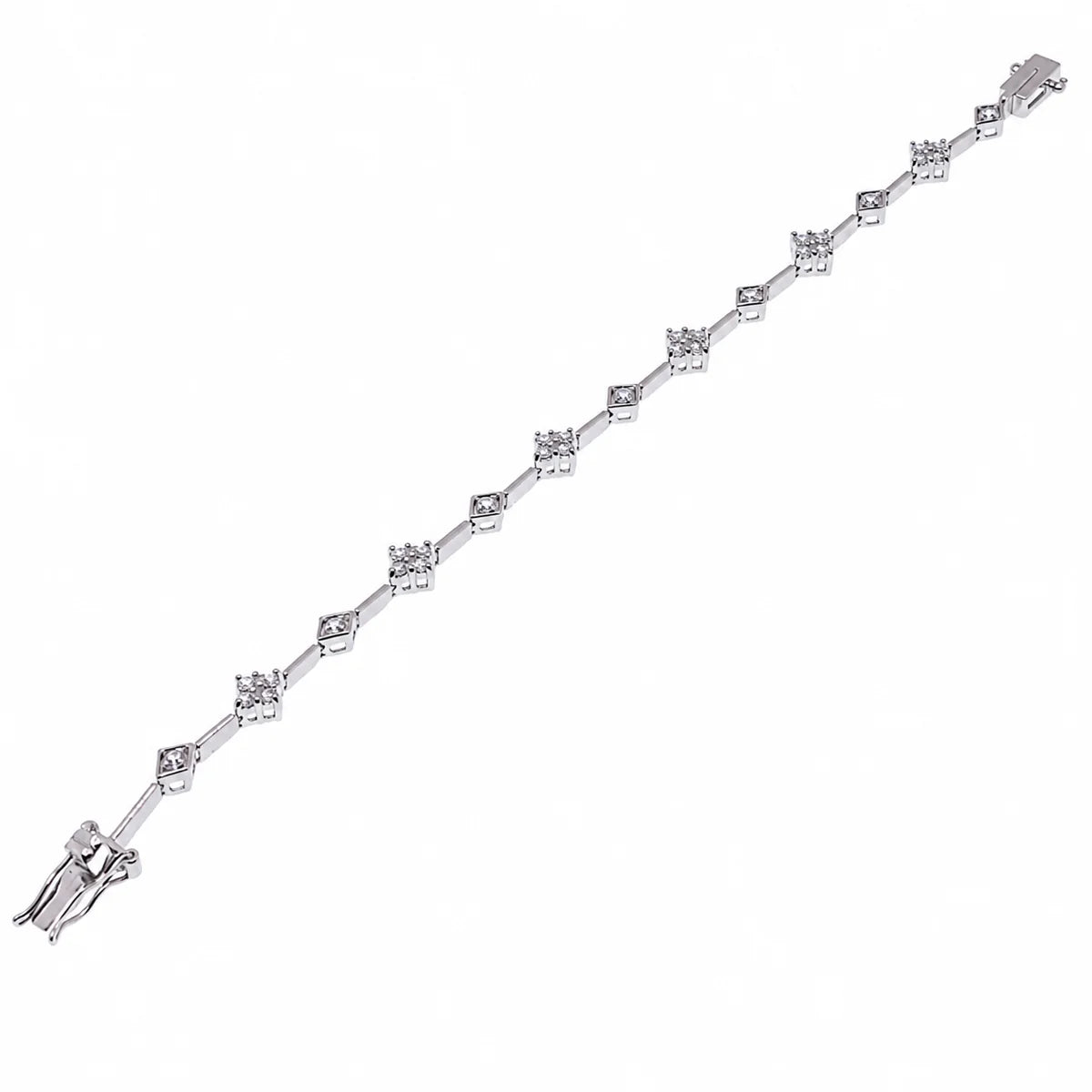 925 Silver Rhodium Plated Clear Bridal Tennis CZ Bracelet