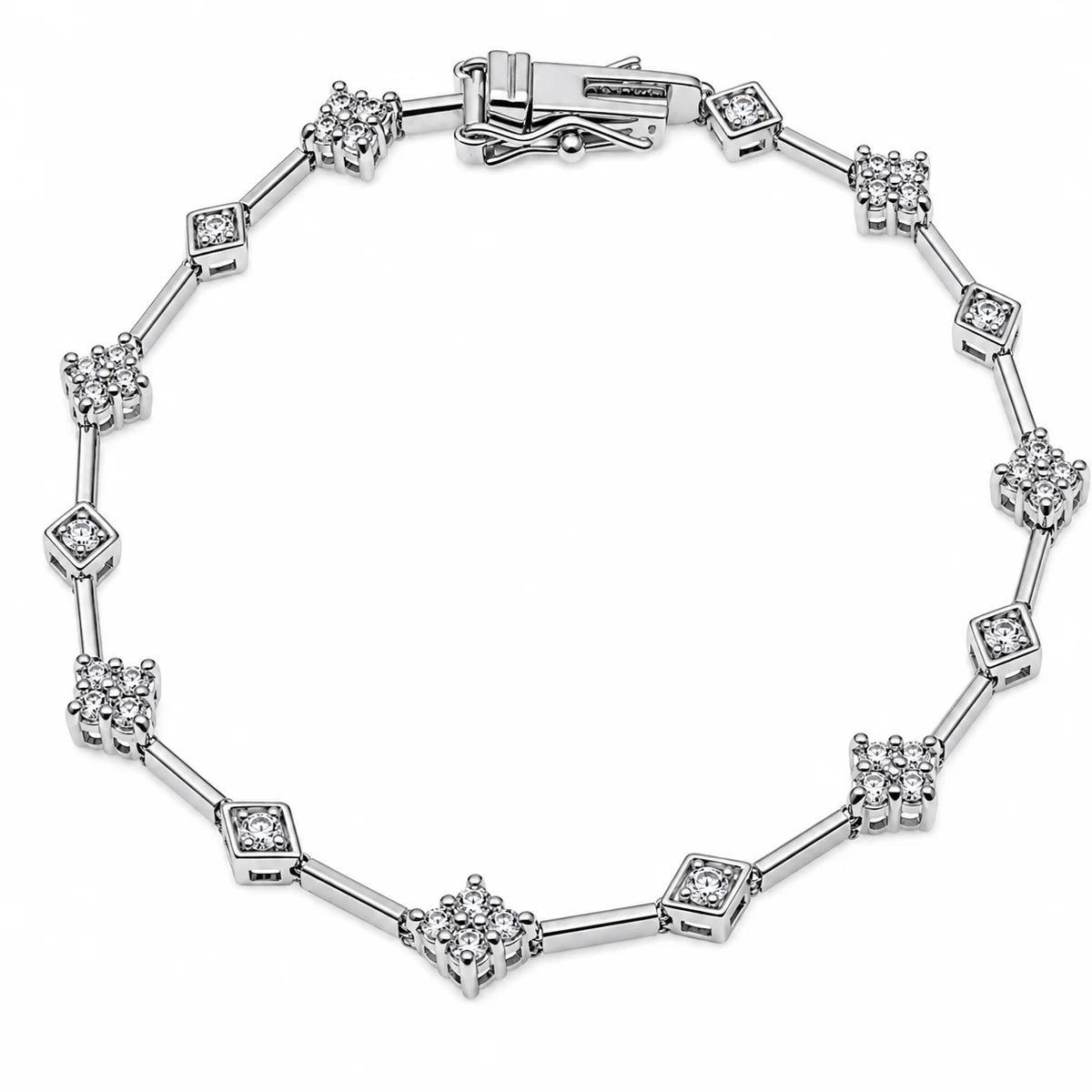 925 Silver Rhodium Plated Clear Bridal Tennis CZ Bracelet