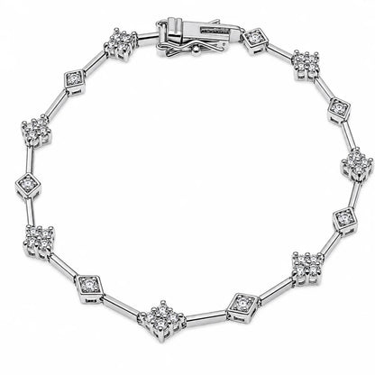 925 Silver Rhodium Plated Clear Bridal Tennis CZ Bracelet