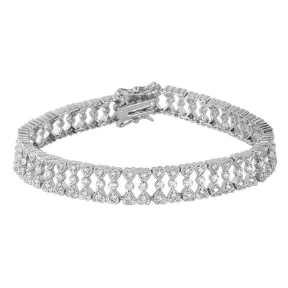 925 Silver Small CZ Hearts Bracelet