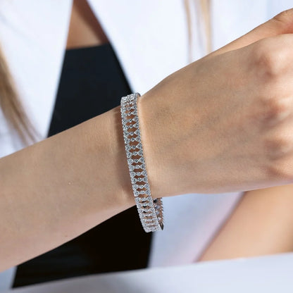 925 Silver Small CZ Hearts Bracelet