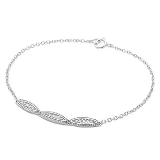 925 Sterling Silver Rhodium Plated 3 Oval Designed CZ Bracelet